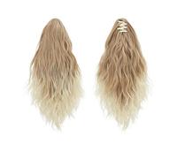 Coda di Cavallo Extension 13 Inch Ponytail Extension Claw Clip in Fluffy Synthetic Curly Wavy Pony Tail Hairpiece for Women ponytail extension(Gloden Blonde and Beach Blonde Tips)