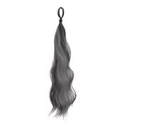 Coda di Cavallo Extension 50cm Sintetico Autoavvolgente Chignon Capelli Ondulati Fai da Te Coda di Cavallo Testa Soffice Naturale Artefatto Fiore Bocciolo Capelli ponytail extension(Black Mixed Grey)