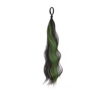 Coda di Cavallo Extension 50cm Sintetico Autoavvolgente Chignon Capelli Ondulati Fai da Te Coda di Cavallo Testa Soffice Naturale Artefatto Fiore Bocciolo Capelli ponytail extension(Black Mixed Green)