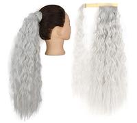 Coda di Cavallo Extension Avvolgere le estensioni dei capelli con clip Coda di cavallo lunga ondulata di mais sintetico for parrucchino da donna Extension Capelli(Color:Q19-1001A,Size:34inch-85cm)
