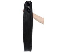 Coda di Cavallo Extension Claw Clip Ponytail Extension Human Hair Pony Tails Hair Extensions Long Straight for Women Natural Black ponytail extension(14inch)