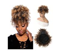 Coda di Cavallo Extension Coda di cavallo afro con coulisse e frangia Estensione corta riccia crespa della coda di cavallo for le donne Clip sintetica in pezzi di capelli coda di cavallo Updo ananas P