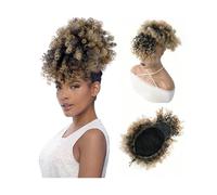 Coda di Cavallo Extension Coda di cavallo afro con coulisse e frangia Estensione corta riccia crespa della coda di cavallo for le donne Clip sintetica in pezzi di capelli coda di cavallo Updo ananas P
