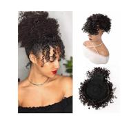 Coda di Cavallo Extension Coda di cavallo afro con coulisse e frangia Estensione corta riccia crespa della coda di cavallo for le donne Clip sintetica in pezzi di capelli coda di cavallo Updo ananas P
