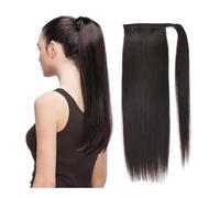 Coda di Cavallo Extension Coda di cavallo brasiliana avvolgente intorno alla coda di cavallo 100% Remy capelli umani lisci con clip ponytail extension(Black Straight,14inch 60g)