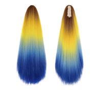 Coda di Cavallo Extension Coda di cavallo color arcobaleno da 24 pollici, estensione dei capelli lisci Yaki, parrucchino sintetico con clip ad artiglio for le donne ponytail extension(QCOSS88-E10)