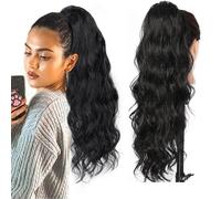 Coda di cavallo, Extension coda di cavallo Remy brasiliana - Capelli umani ondulati con clip magica Estensione coda di cavallo(10inches)