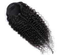 Coda di Cavallo Extension Deep Wave Pony tail Extensions Human Hair for Women Natural Black Curly Clip in Drawstraing Ponytail Hair Extensions ponytail extension(10inch)