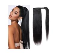 Coda di Cavallo Extension Estensione della coda di cavallo 100% veri capelli umani Coda di cavallo diritto serico Avvolgere intorno alla clip nera naturale nell'estensione dei capelli coda di cavallo
