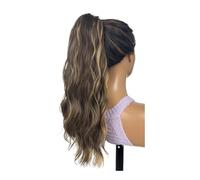 Coda di Cavallo Extension Extension for coda di cavallo con coulisse, capelli biondo platino argento, lunghi ricci ondulati, pezzi di capelli sintetici for donne, 18 pollici ponytail extension(Golden