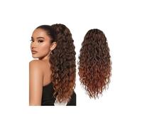 Coda di Cavallo Extension Extension for coda di cavallo riccia, coulisse sintetica for donna, 24 pollici, clip in parrucca for festa quotidiana ponytail extension(Black Copper Red)