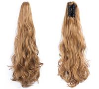 Coda di cavallo, Extension for capelli ricci e ondulati sintetici da 20 pollici - Fissaggio semplice con clip a artiglio for splendidi posticci Estensione coda di cavallo(Brownish gold)