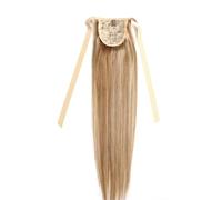 Coda di cavallo, Extension for capelli umani Remy con clip, 16"-26" con nastro, coda di cavallo 100g, coda di cavallo liscia(Deep gold,16inch)