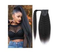 Coda di cavallo, Extension for coda di cavallo avvolgente con capelli umani brasiliani vergini da donna nera con pasta magica Estensione coda di cavallo(18inches)