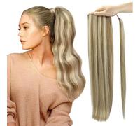 Coda di cavallo, Extension for coda di cavallo con capelli umani Remy 70g/80g for donne bianche - Full Shine(Light brown+gold,16inch)