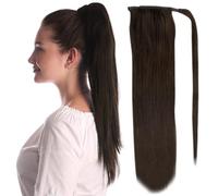 Coda di cavallo, Extension for coda di cavallo con capelli umani Remy 70g/80g for donne bianche - Full Shine(Medium brown,18inch)