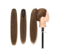 Coda di cavallo, Extension for coda di cavallo con clip, capelli umani Remy veri, lisci e lunghi, for donne Estensione coda di cavallo(Medium brown,22inch)