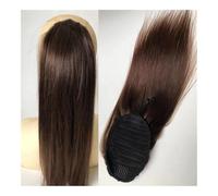 Coda di cavallo, Extension for coda di cavallo con clip, castano scuro, capelli umani lisci Estensione coda di cavallo(20inch)