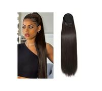 Coda di cavallo, Extension for coda di cavallo lunga e dritta con coulisse nera, con clip, da 10 a 26 pollici, capelli umani brasiliani Estensione coda di cavallo(16inches)
