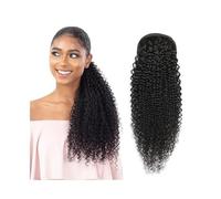 Coda di cavallo, Extension for coda di cavallo Remy brasiliana da 8" a 26" con clip for capelli umani ricci e crespi Estensione coda di cavallo(16inch 100g)