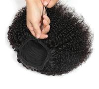 Coda di cavallo, Extension for coda di cavallo riccia for donna con coulisse e clip, stile riccio crespo, colore nero Estensione coda di cavallo(16inch)
