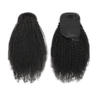 Coda di Cavallo Extension Human Hair Afro Kinky Curly Drawstring Ponytail for Black Women Afro Puff Pony tail Extension ponytail extension(Black,14“)