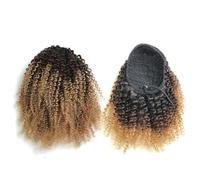 Coda di Cavallo Extension Human Hair Afro Kinky Curly Drawstring Ponytail for Black Women Afro Puff Pony tail Extension ponytail extension(T1B/4/27,12“)