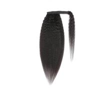 Coda di cavallo liscia con capelli umani da 12-26 pollici for donne nere, spessa, lunga e crespa, con clip, avvolgente, con capelli brasiliani Remi neri naturali. per l'uso quotidiano(14inch)