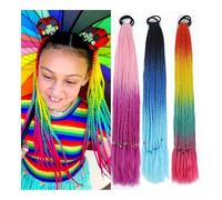 Coda di cavallo, Parrucca colorata a tre fili con coda di cavallo da donna, treccia ad alta temperatura, parrucca con treccia sporca in seta(5-colour)
