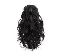 Coda di cavallo Parrucca con fermaglio ad artiglio for donna: una voluminosa estensione della coda di cavallo riccia e ondulata(Black)