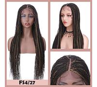 Coda di Cavallo Parrucca intrecciata a torsione senegalese parte centrale Ombre sintetica da 30 pollici Parrucca intrecciata anteriore in pizzo nero lungo con capelli for bambini Parrucchino coda di c