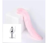 Coda di pelliccia staccabile con attacco metallico - accessorio cosplay alla moda per la coppia (colore rosa, 2.8cm)