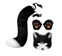 Coda e Orecchie in Pelliccia | Costume di travestimento in pelliccia per tutti-piccoli, costume da bambino simulati coda, guanti per feste mascherate scena