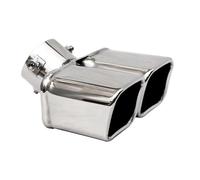 Coda Posteriore Gola 1 pezzo Argento/Nero Universale Quadrato Doppia Uscita Punta di Scarico Auto Tubo Di Scarico In Acciaio Inox Ingresso di Scarico 60mm/75mm Gola Coda Decorazione Tubo(Innet 60mm B)