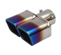Coda Posteriore Gola 1 pezzo Argento/Nero Universale Quadrato Doppia Uscita Punta di Scarico Auto Tubo Di Scarico In Acciaio Inox Ingresso di Scarico 60mm/75mm Gola Coda Decorazione Tubo(Innet 60mm E)