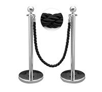 Coda - Set di barriere per il controllo della folla, in acciaio inox, 1,5 m, colore: nero