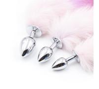 CODA VOLPE Sadomaso TOY FOX DILDO ANALE BUTT PLUG IN METALLO COLOR INOX