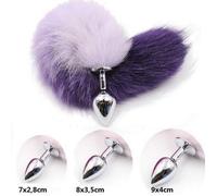 CODA VOLPE Sadomaso TOY FOX DILDO ANALE BUTT PLUG IN METALLO e coda viola sfuma