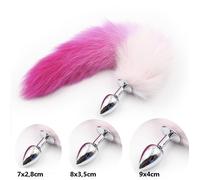 CODA VOLPE Sadomaso TOY intimo donna DILDO ANALE BUTT PLUG METALLO rosa bianco