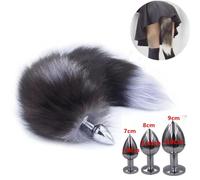 CODA VOLPE SEX TOY FOX DILDO ANALE BUTT PLUG IMETALLO COLOR INOX GRIGIO