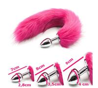 CODA VOLPE SEX TOY FUXIA DILDO ANALE BUTT PLUG IN METALLO ANAL COLOR INOX SHOP