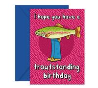 Coddies - Divertente biglietto di buon compleanno - Biglietto di auguri per uomini e donne - 'Spero che tu abbia un compleanno alla troutstand' - Umorismo pesca per papà, marito o figlio