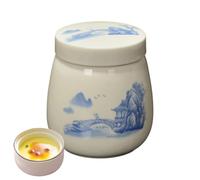 Coddled Egg Cups - Ceramic, 220ml Poached Egg Maker With Lid | 3.43in Cooking Container, Vintage Aesthetic Holder for Breakfast, Brunch, Lunch or Dinner, Suitable for Kitchen, Restaurant,