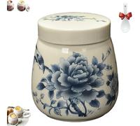 Coddled Egg Cups, Coddle Egg Coddler Cups with Lids, 220ml Vintage Ceramic Coddler Set with Screw-On Lid & Silicone Clip, Retro Chawanmushi Dish, for Breakfast or Desserts (C)