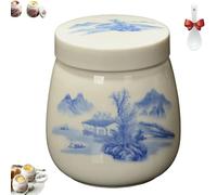 Coddled Egg Cups, Coddle Egg Coddler Cups with Lids, 220ml Vintage Ceramic Coddler Set with Screw-On Lid & Silicone Clip, Retro Chawanmushi Dish, for Breakfast or Desserts (E)