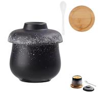 Coddled Egg Cups, Vintage Porcelain Coddled Egg Cooker with Lids, Multi-Use Eggs Coddlers Set, Breakfast Tableware for Steaming Eggs, Soup & Pudding (D)