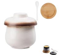 Coddled Egg Cups, Vintage Porcelain Coddled Egg Cooker with Lids, Multi-Use Eggs Coddlers Set, Breakfast Tableware for Steaming Eggs, Soup & Pudding (B)