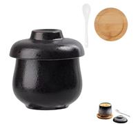 Coddled Egg Cups, Vintage Porcelain Coddled Egg Cooker with Lids, Multi-Use Eggs Coddlers Set, Breakfast Tableware for Steaming Eggs, Soup & Pudding (C)