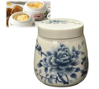 Coddled Egg Cups with Lids,220ml Vintage Ceramic Soft Boiled Egg Cooker Cups,Porcelain Tableware Breakfast Serving,Multifunction Table Treasure Chawanmushi Steamed Eggs Dish (Dark Blue)