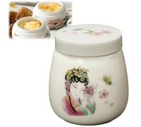 Coddled Egg Cups with Lids,220ml Vintage Ceramic Soft Boiled Egg Cooker Cups,Porcelain Tableware Breakfast Serving,Multifunction Table Treasure Chawanmushi Steamed Eggs Dish (Pink)